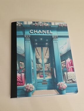 Copy CHANEL Teal Boutique Cover Notebook with Pink Accents